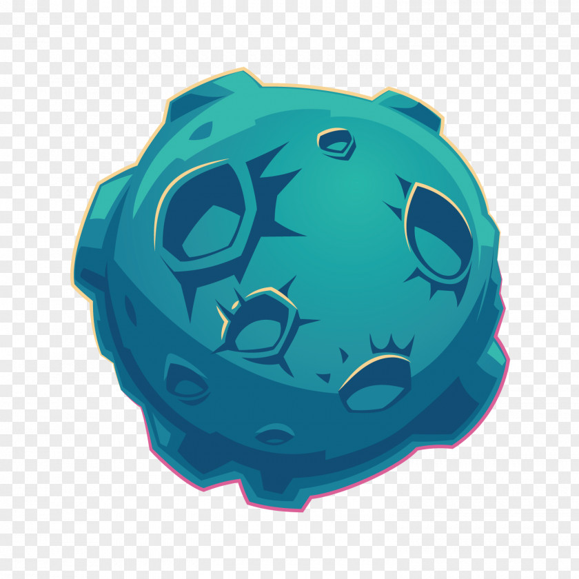 Cartoon Green Moon Planet PNG