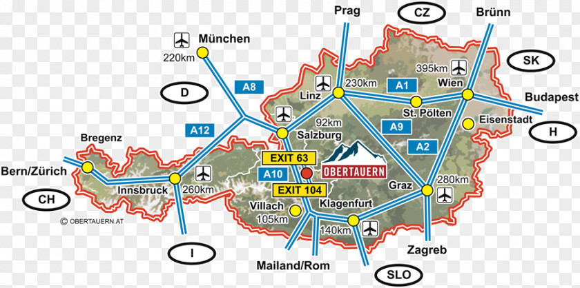 Map Obertauern Katschberg Pass Ski Amadé Villach PNG