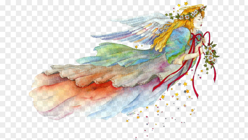 Hand-painted Watercolor Angel Christmas Gift Holiday Wallpaper PNG