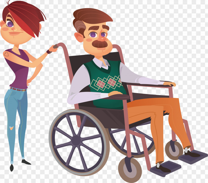 Walk In A Wheelchair Physical Disability Illustration PNG