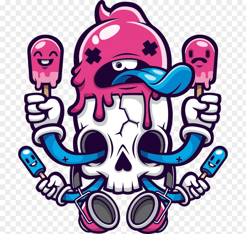 Creative Skull Print Drawing Cartoon PNG