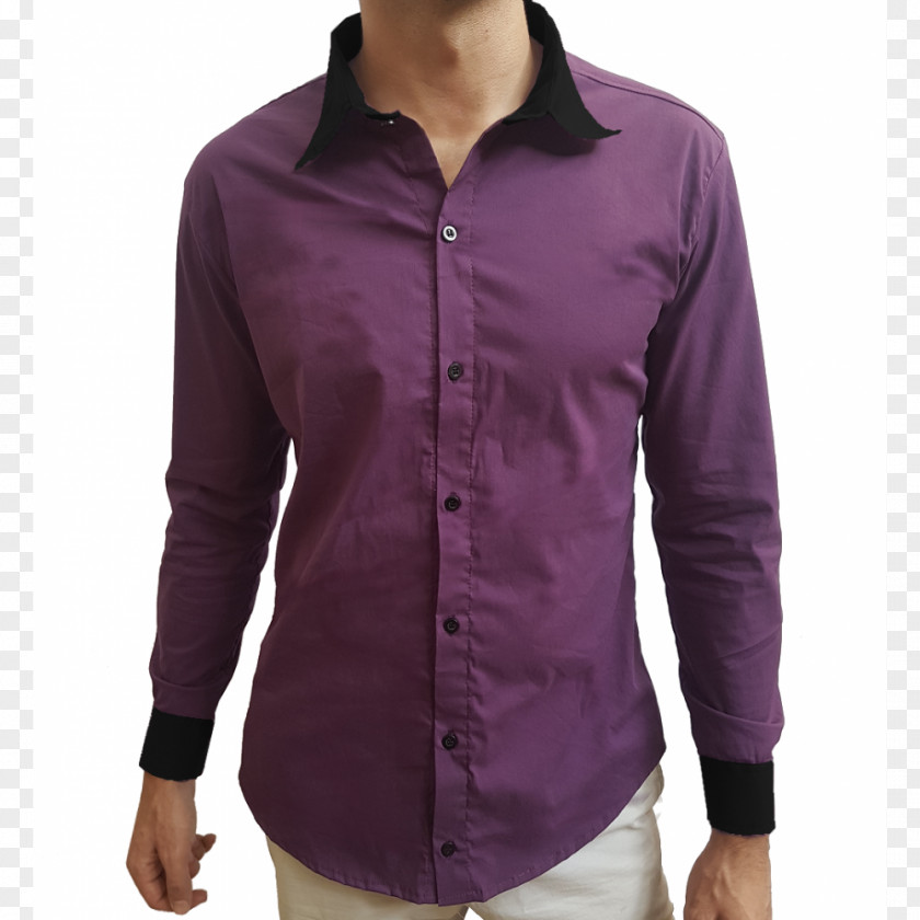 Masculino Camisa Transparente Fashion Shirt Slim-fit Pants Tops Purple PNG