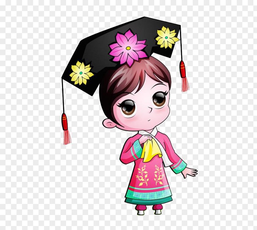 Cute Cartoon Qinggong Goddess Qing Dynasty Gege PNG
