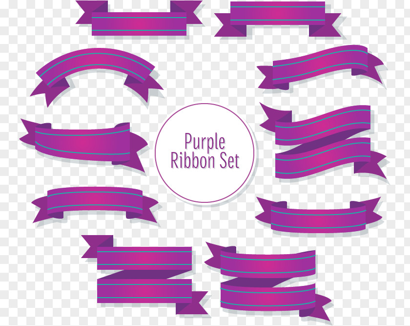 Purple Ribbon Design Vector Material PNG