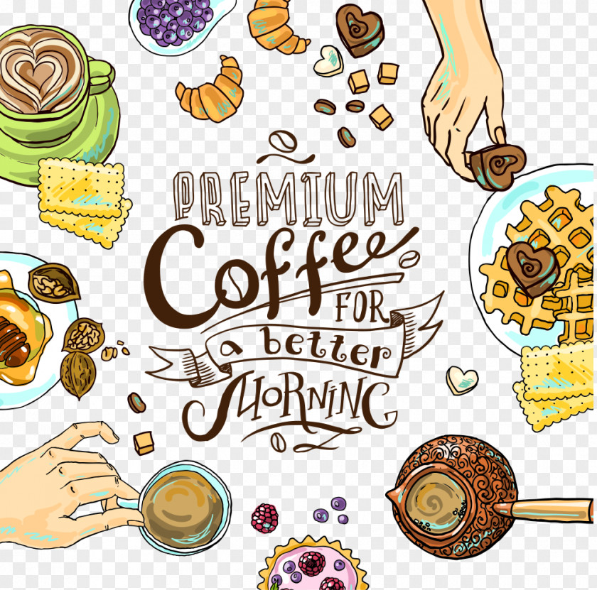 Hand-painted Coffee Cafe Illustration PNG