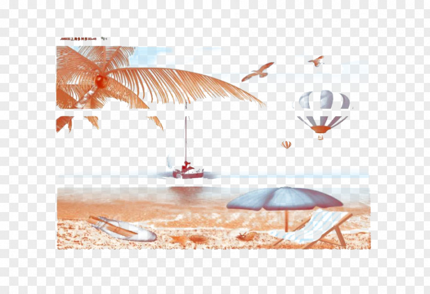 Orange Sea Views Illustration PNG