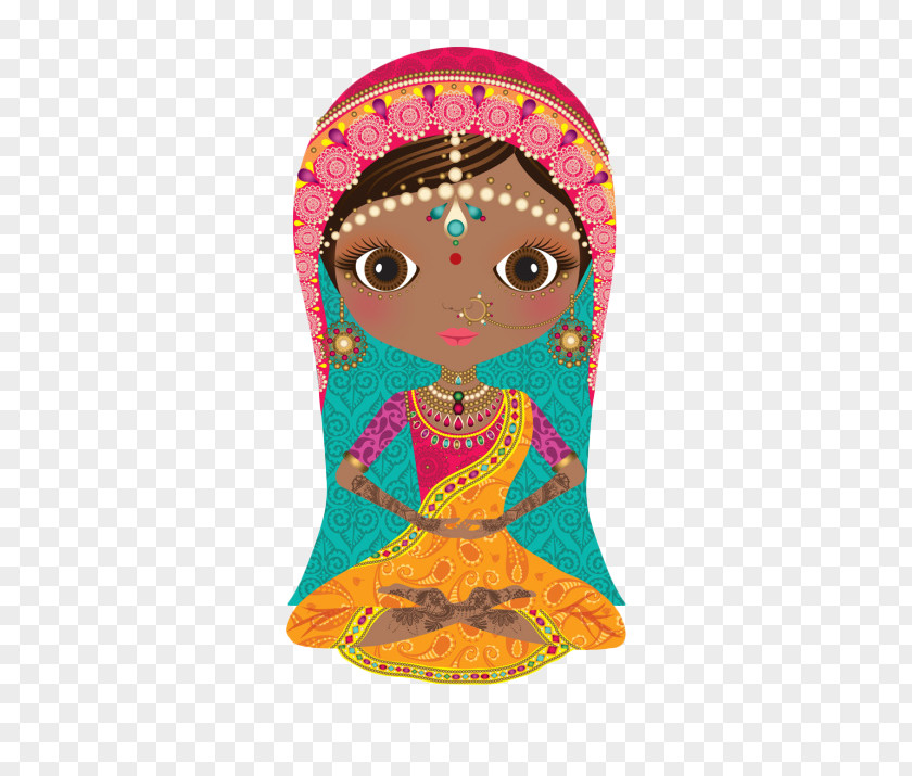 Hand-painted Indian Women India Doll Clip Art PNG