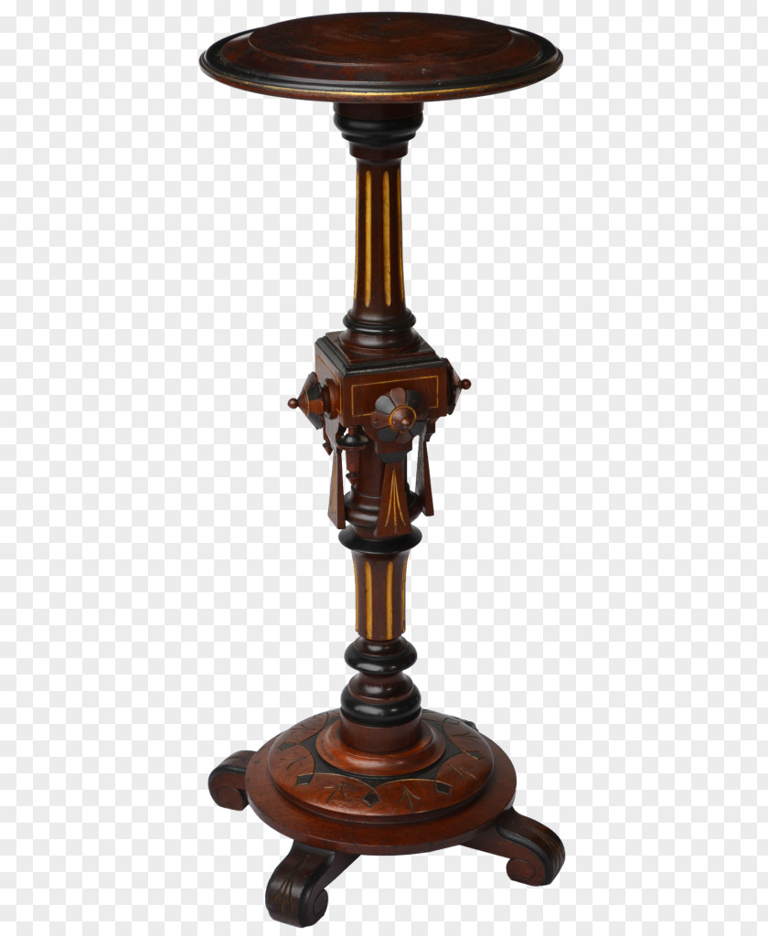 Pedestal Clock Table Victorian Era Antique Furniture PNG