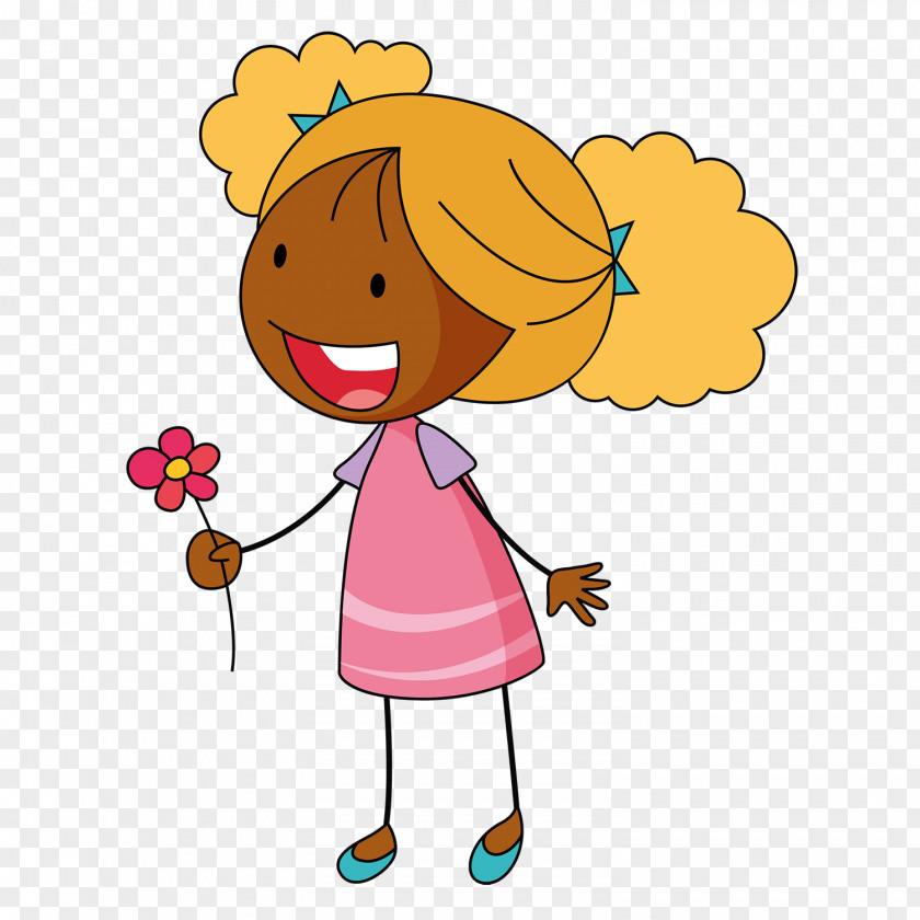 Pleased Happy Girl Cartoon PNG