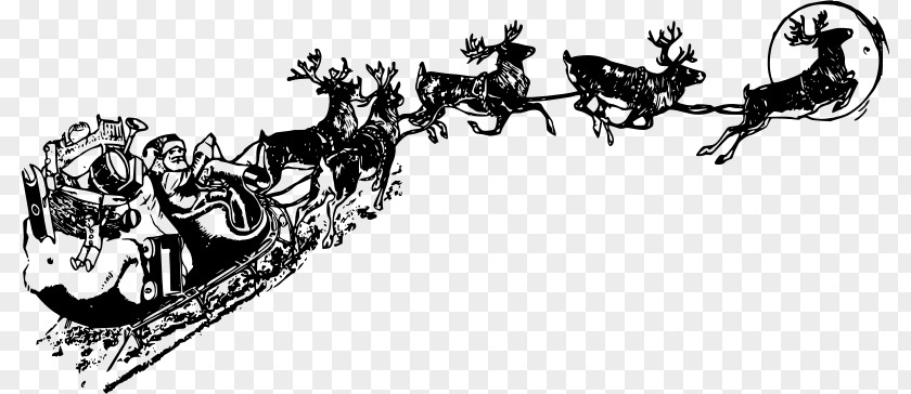 Santa Sleigh Claus Reindeer Clip Art Sled PNG