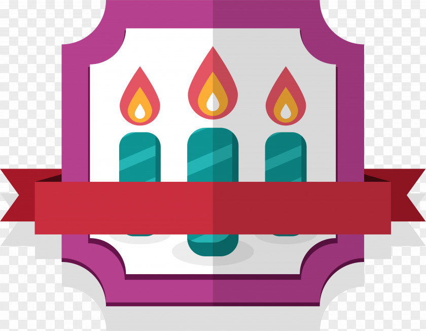 Purple Candle Label Birthday Clip Art PNG