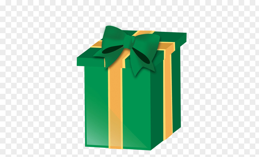 Vector Christmas Gift Box Green Ribbon PNG