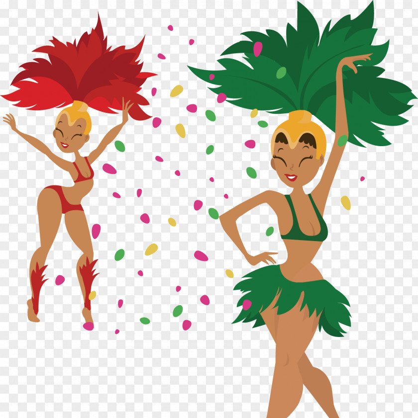 Vector Painted Samba Two Women Performance Dancer PNG
