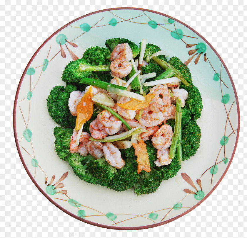 Broccoli Shrimp Vegetarian Cuisine Asian Recipe Stir Frying PNG