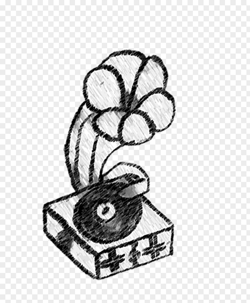 Gramophone Drawing Black And White Monochrome PNG