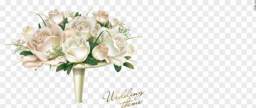 Romantic Flowers Wedding Theme Invitation Clip Art PNG