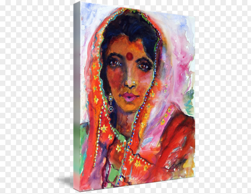 Watercolor Woman Modern Art Painting Oil Women In India PNG