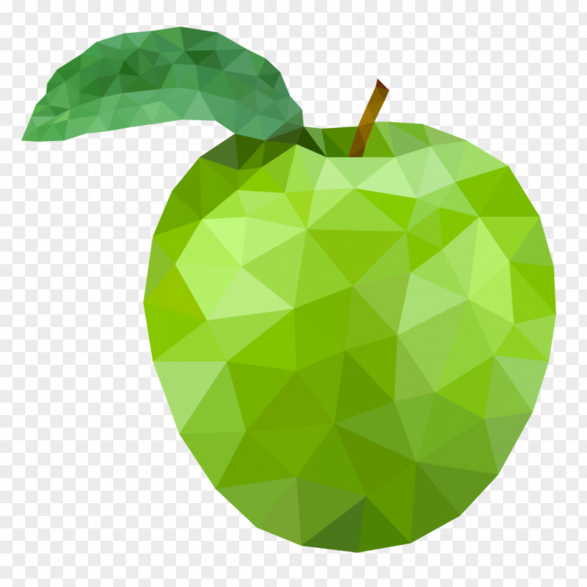 Green Apple Polygon Geometry Auglis PNG