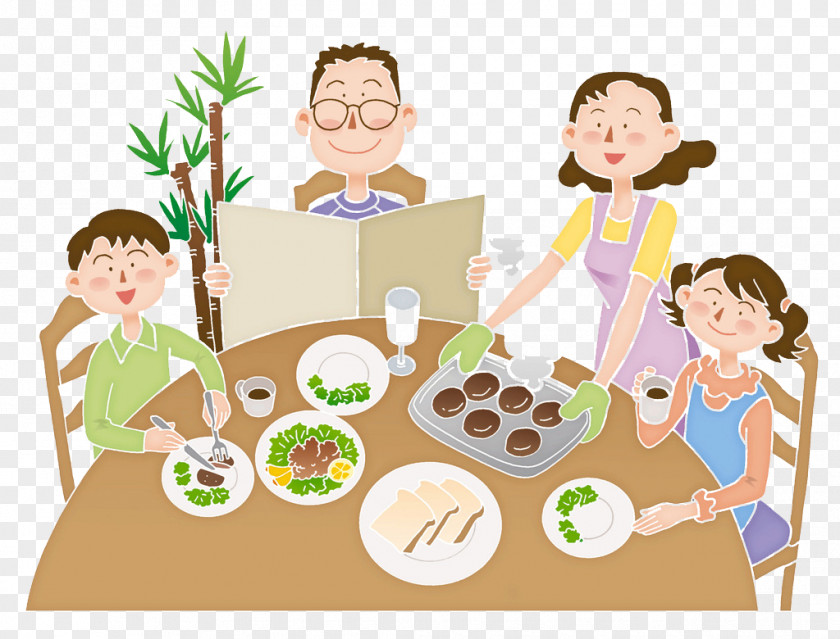 The Family Eats Together, Illustration Eating Cartoon Meal PNG