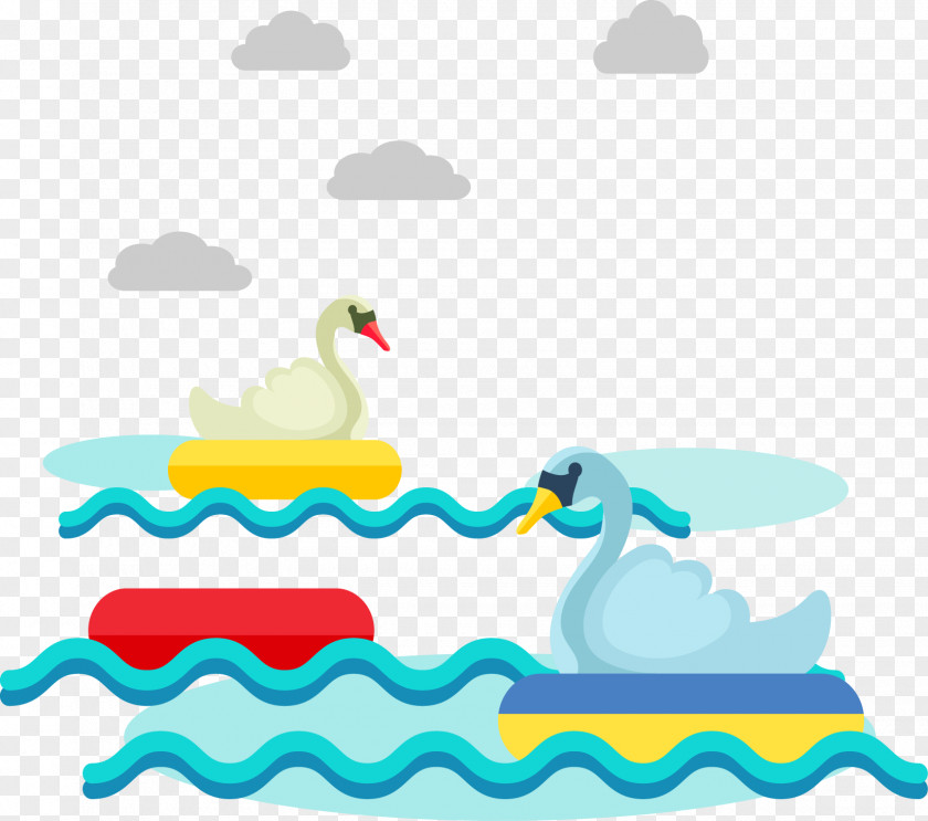 Vector Cartoon Swan Lake Cygnini Clip Art PNG