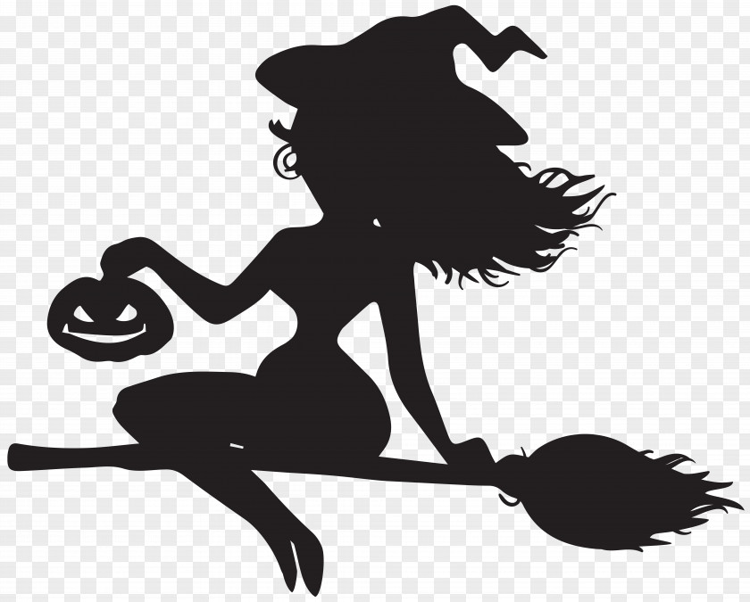 Witch On Broom Silhouette Clip Art Witchcraft PNG