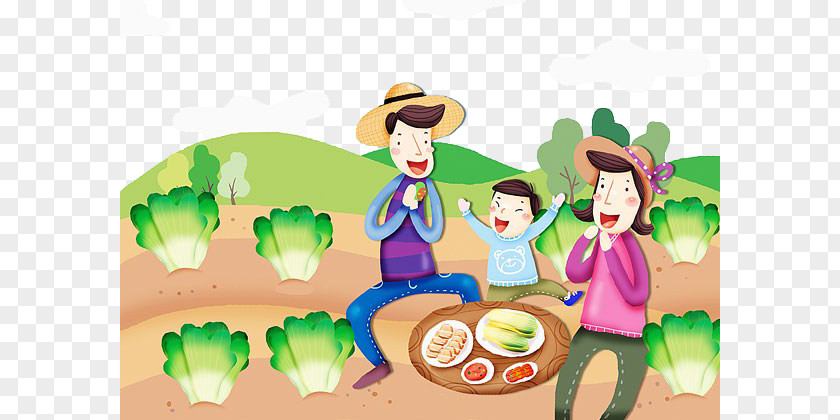 The Whole Family To Eat Eating Cartoon Drawing Illustration PNG