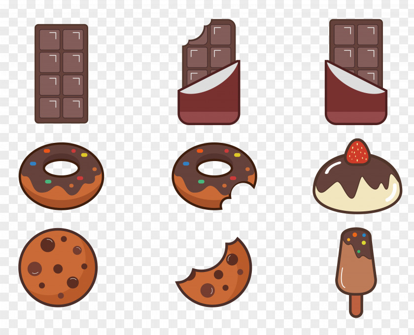 Vector Cartoon Cute Chocolate Taste Dessert Doughnut Food Lollipop PNG