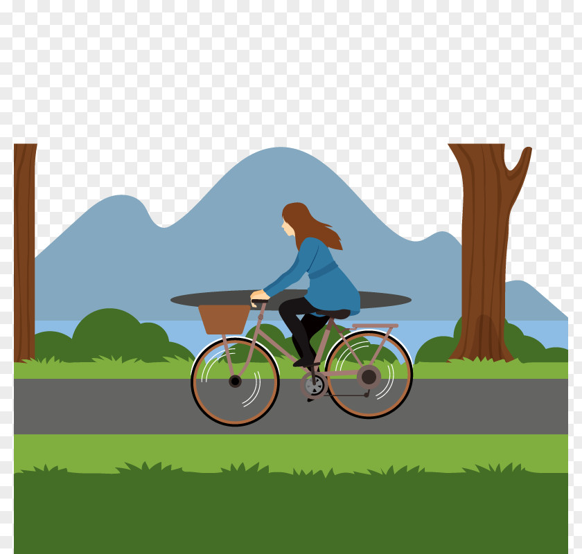 Vector Green Travel Hybrid Bicycle Cycling BMX Bike Illustration PNG