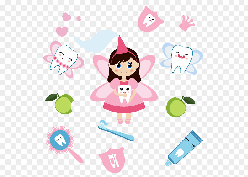 Cute Little Angel Cartoon Creative Toothpaste Toothbrush Tooth Fairy Dentistry PNG