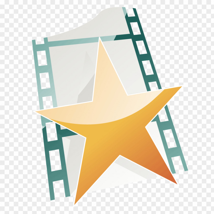 Green Film Gold Five-pointed Star Photographic PNG