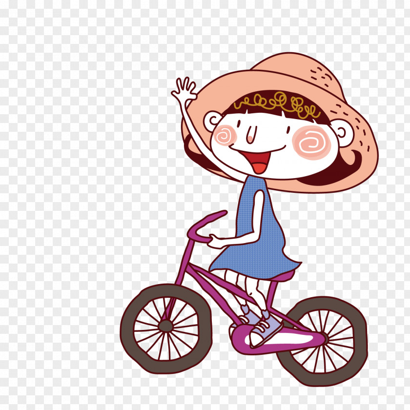 Child Cartoon Bicycle Illustration PNG Illustration, A girl wearing a bike hat clipart PNG