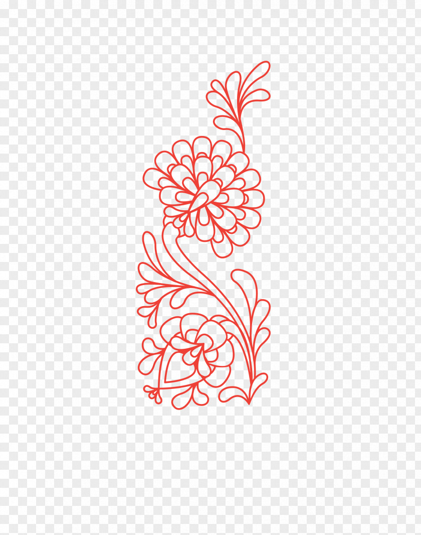 Vector Red Pen Simple Peony Decoration Graphic Design PNG
