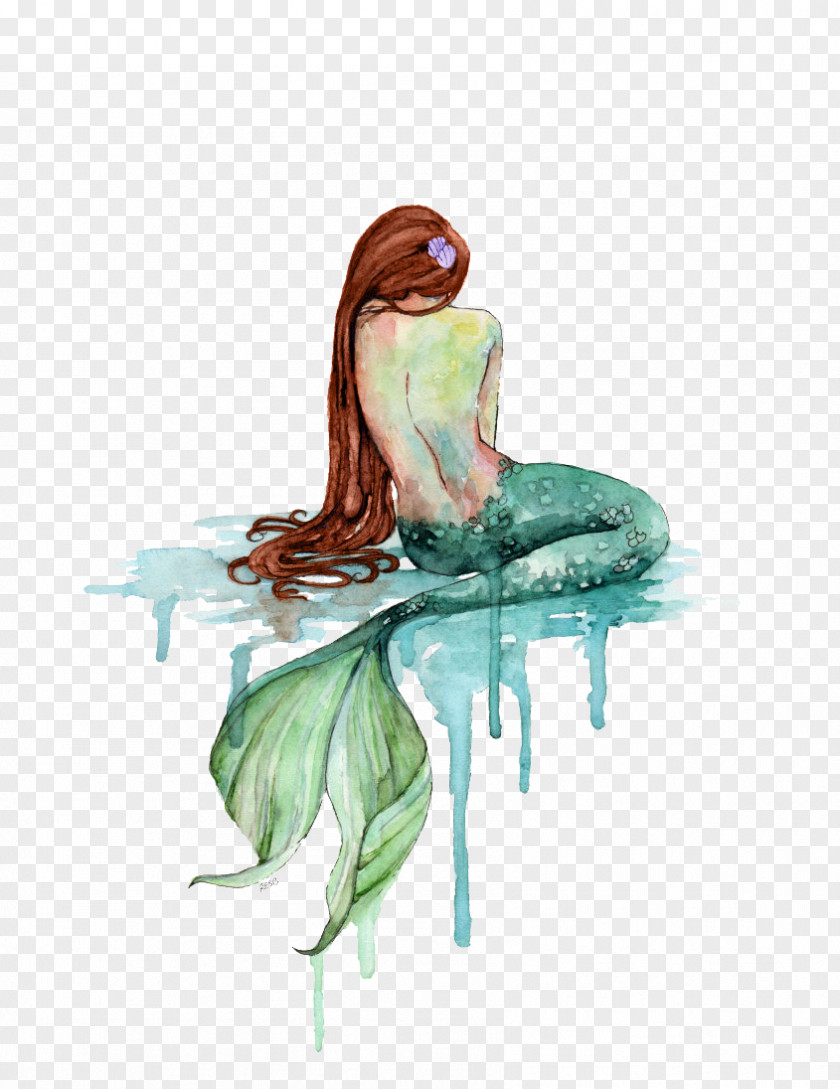 Mermaid Watercolor Painting Art Drawing PNG