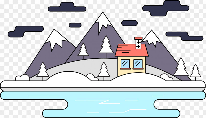 Cartoon Snowy Mountains Design Illustration Image Vector Graphics PNG