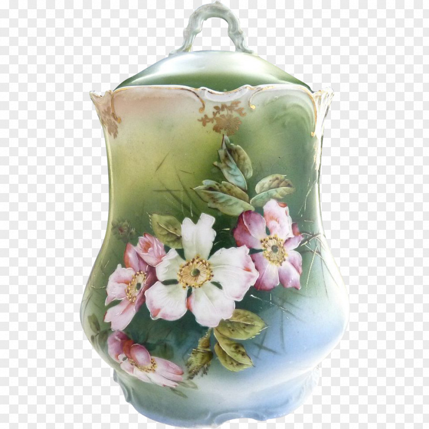 Hand-painted Flowers Decorated Cut Floral Design Vase Floristry PNG