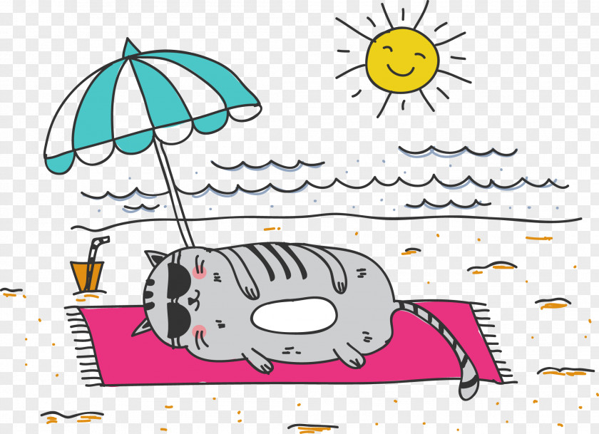 Lazy Cat Sleeps Illustration PNG