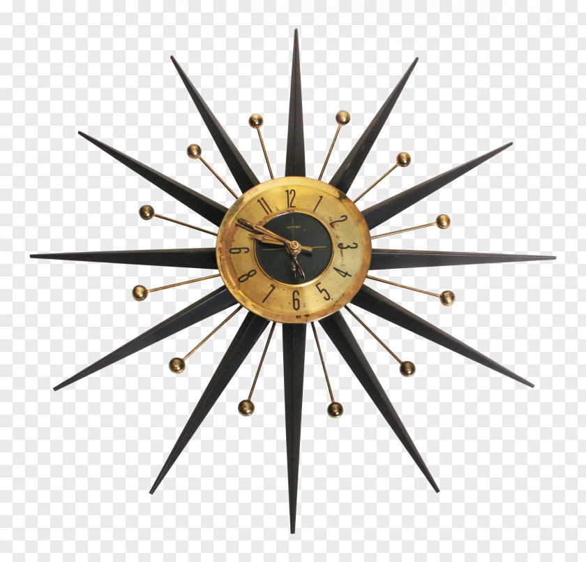 Quartz Clock Metal Gold Star PNG