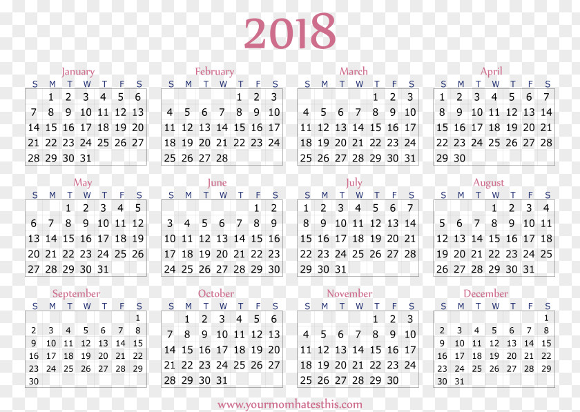 2018 Calender Online Calendar 0 ISO Week Date PNG