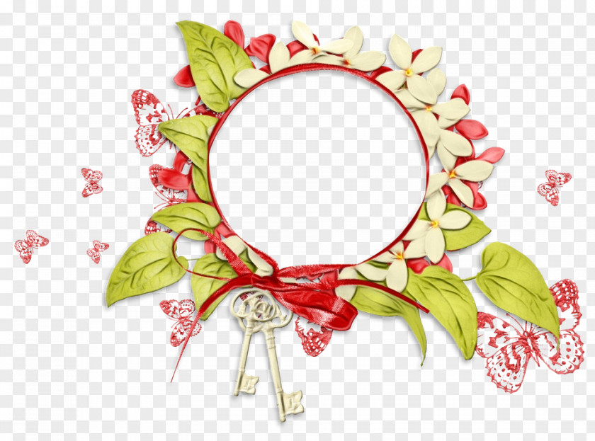 Holly Wreath Watercolor Flower PNG
