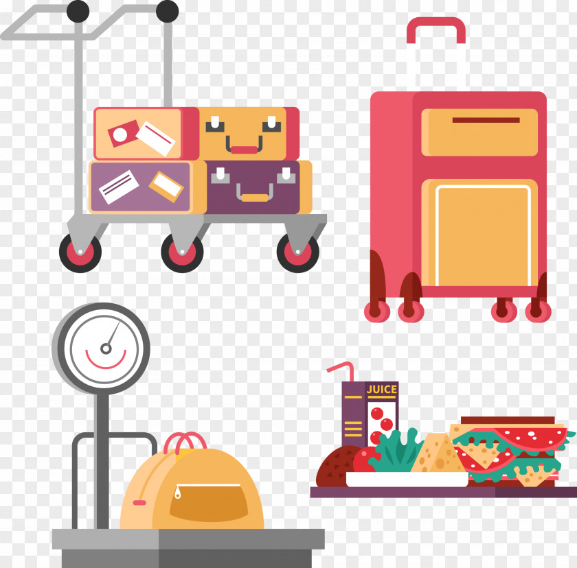 Travel Luggage Flat Vector Material Euclidean Clip Art PNG