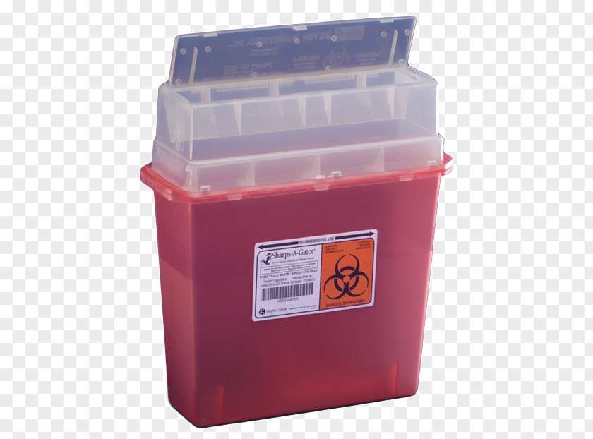 Medical Waste Sharps Plastic Container Hypodermic Needle Biological Hazard PNG