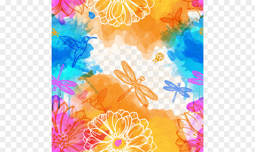 Flower Line Watercolor Painting Royalty-free Illustration PNG