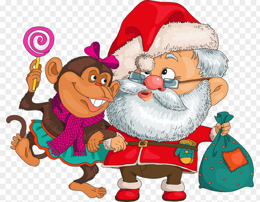 Santa Claus Good Monkey New Year's Day Clip Art PNG
