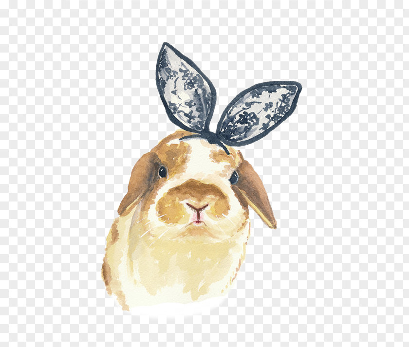 Small Fresh,Beautiful,Hand Painted,Watercolor,puppy Easter Bunny Rabbit Watercolor Painting Illustration PNG