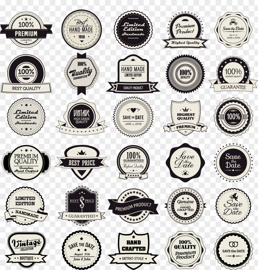 Retro Round Tag Collection Label Vintage Clothing Badge Circle PNG