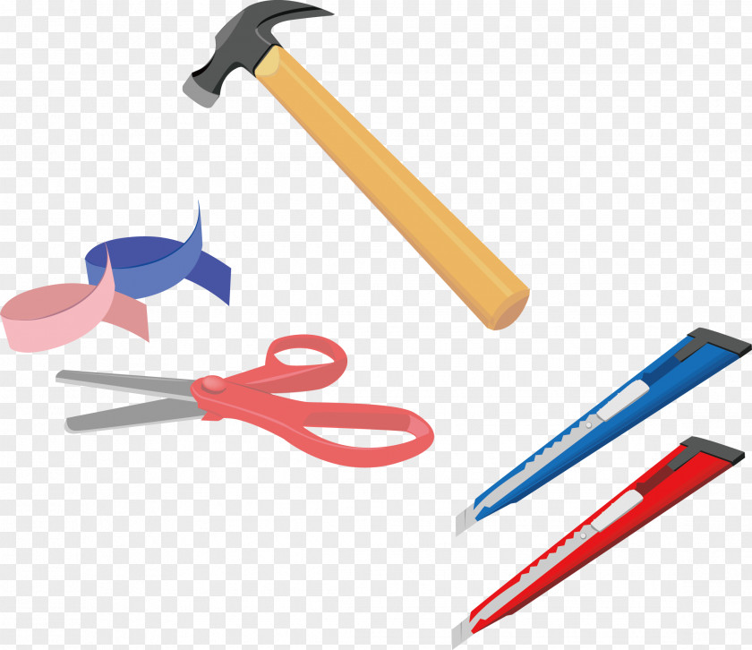 Vector Household Tools Hammer Scissors PNG