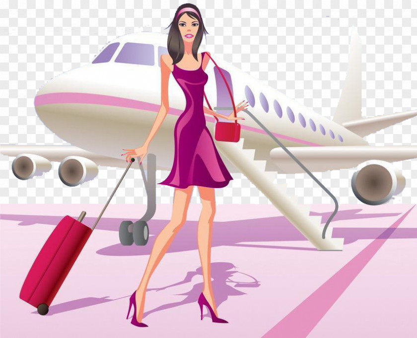 Beauty Care Luggage At The Airport Airplane Clip Art PNG