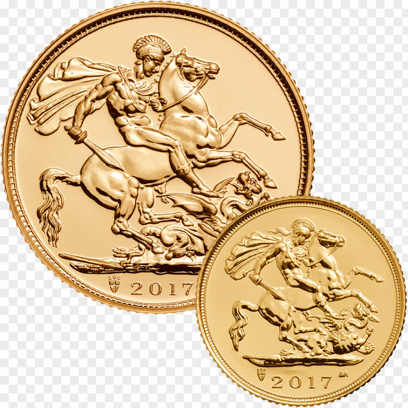Gold Royal Mint Sovereign Bullion Coin PNG