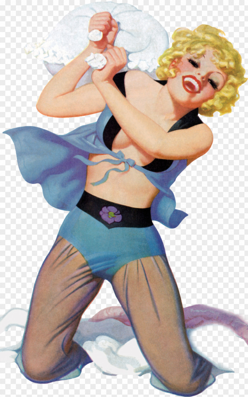 Pin-up Girl Pillow Fight 50s 20s 30s PNG girl fight 30s, dress up clipart PNG