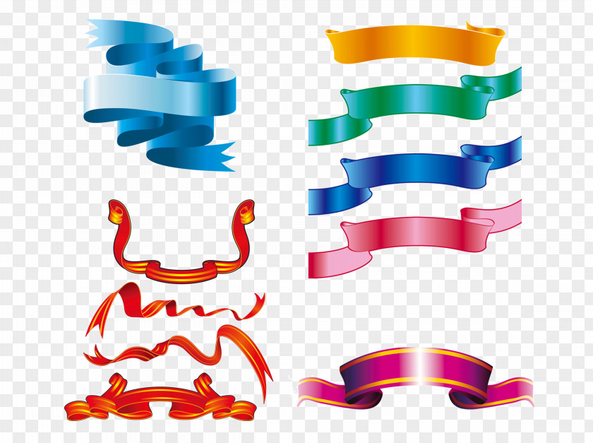 Color Ribbon Streamers Banner Web Clip Art PNG